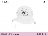 1081 Dievčenský klobúk na viazanie tmavá mačka