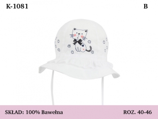 1081 Dievčenský klobúk na viazanie bledá mačka